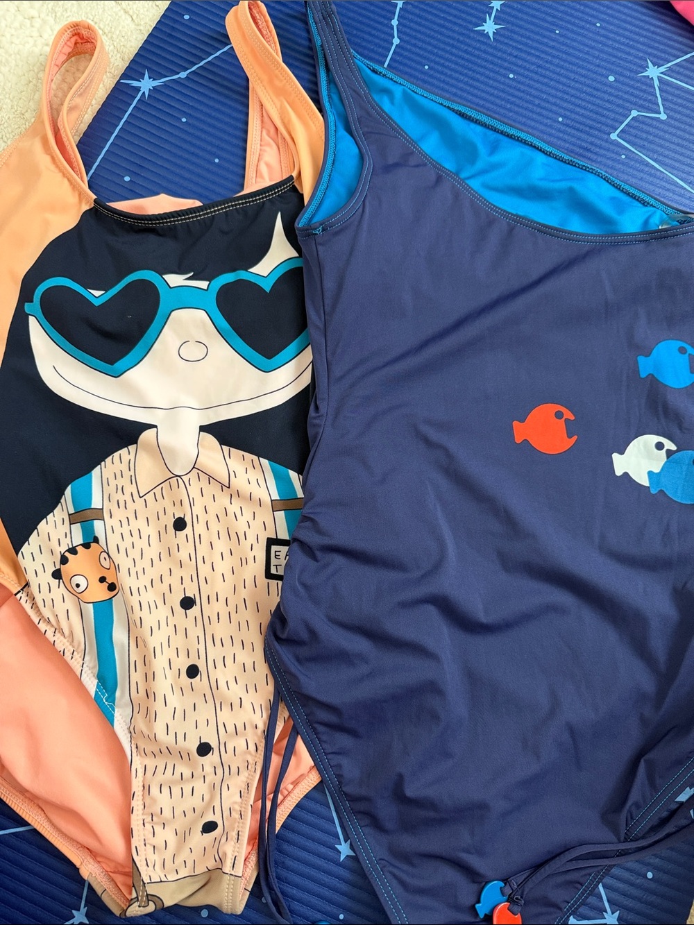 Marc Jacobs Kids Peach & Navy One-Piece Swimsuits